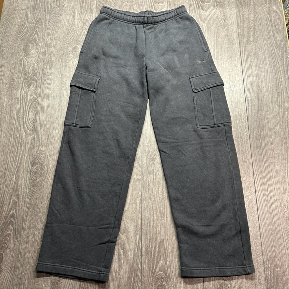 Aritzia TNA Cozy Fleece Mega Fit Small Cargo Sweatpants Black Yoga Gym